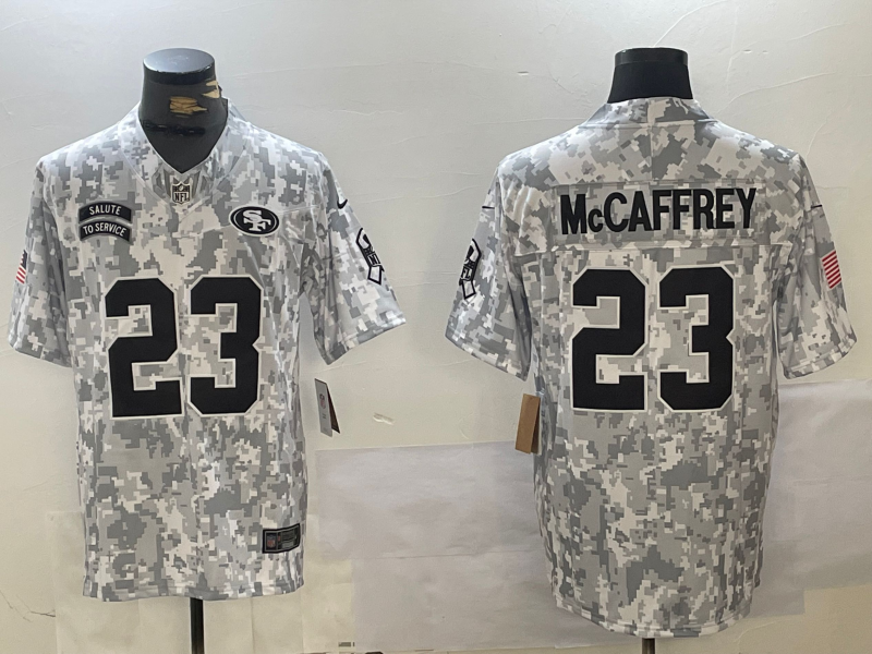 Men's San Francisco 49ers Christian McCaffrey #23 Arctic Camo 2024 Salute to Service Limited Jersey